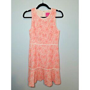 Lilly Pulitzer Ellen Dress Cantaloupe Embroidered Lasercut Cotton Preppy Size 2